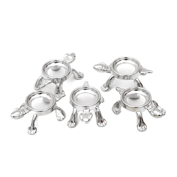 Mini Silver Turtle Display Stand Gemstone Eggs Spheres Marbles Ball Holders - Picture 8 of 10